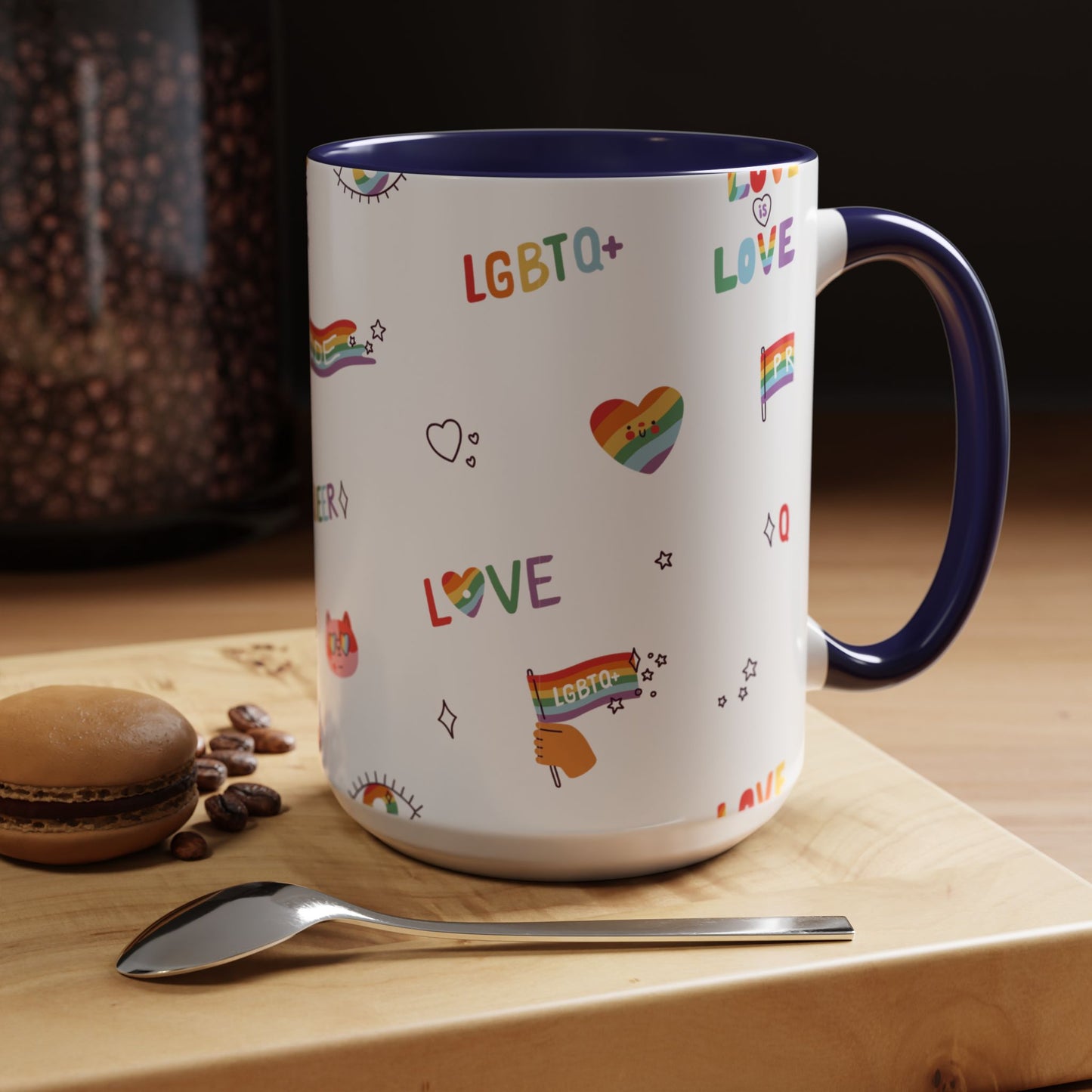 Minimalist Pride Accent Mug | LGBTQ+ Love Ceramic Cup | 11oz & 15oz