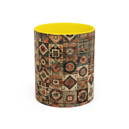 Boho Patchwork Quilt Mug | Vintage Accent Coffee Mug (11oz/15oz)