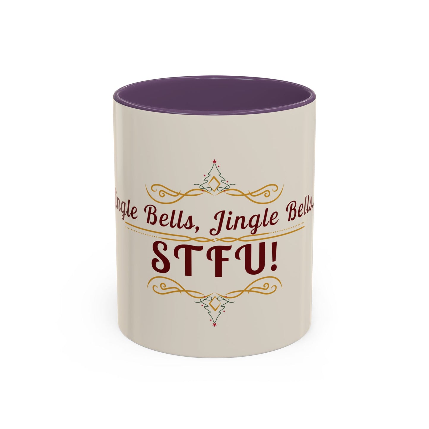 "Jingle Bells... STFU" Holiday Coffee Mug – Funny Christmas Ceramic Cup, Color Accent, Glossy & Durable
