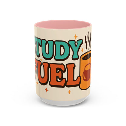 Study Fuel Color Accent Mug (11oz/15oz) – Retro Teacher/Student Coffee Cup • Back to School • Durable Ceramic