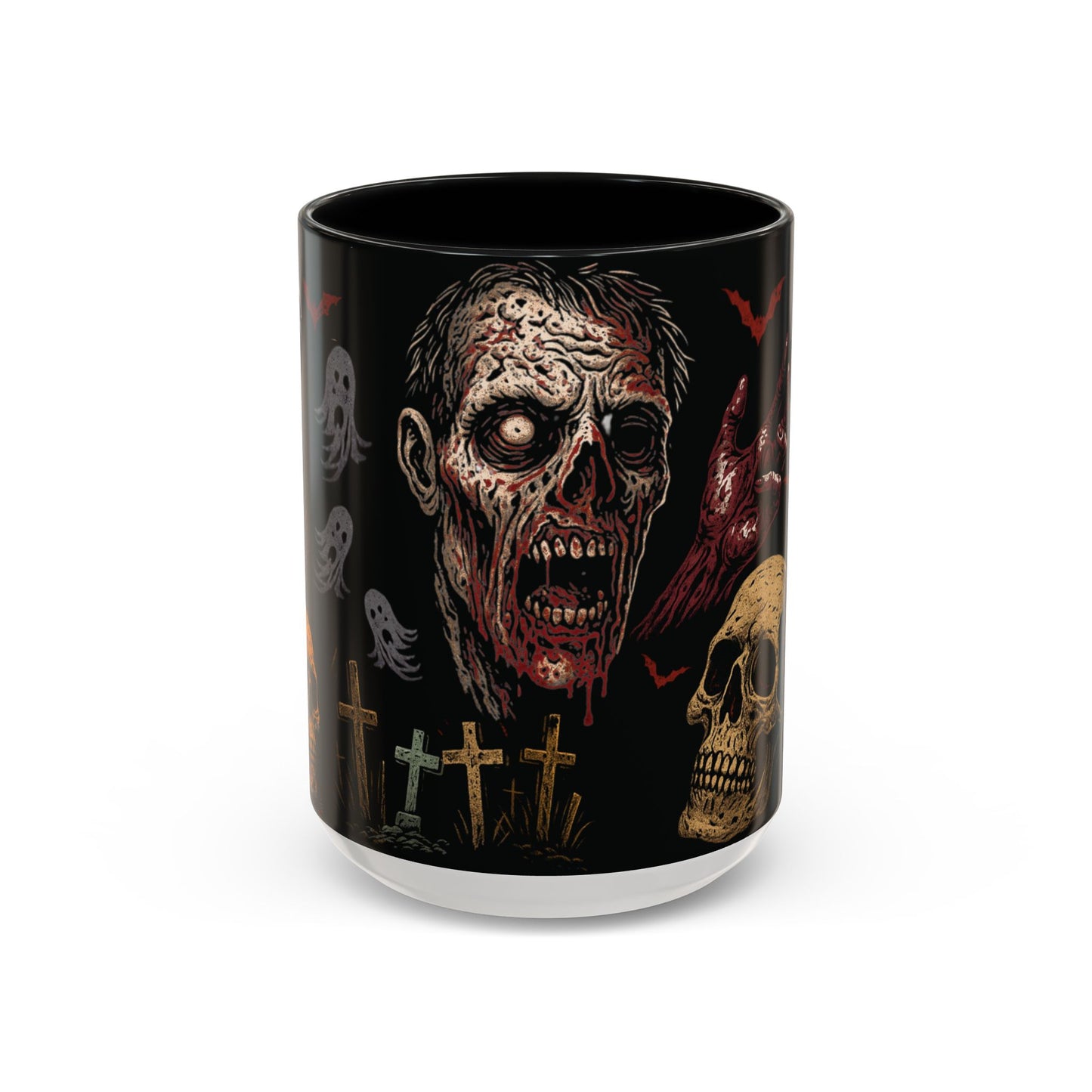 Horror Coffee Mug – Zombie Graveyard Halloween Design – 11oz & 15oz Ceramic – Creepy Goth Kitchen Decor