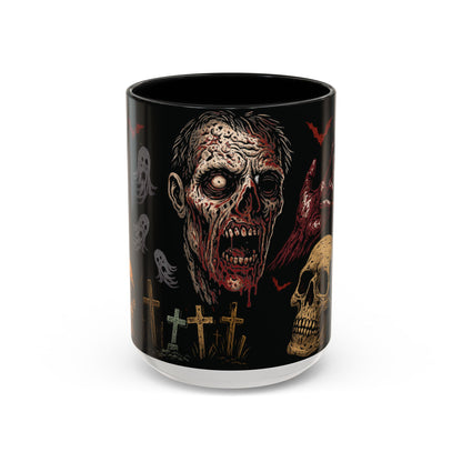 Horror Coffee Mug – Zombie Graveyard Halloween Design – 11oz & 15oz Ceramic – Creepy Goth Kitchen Decor