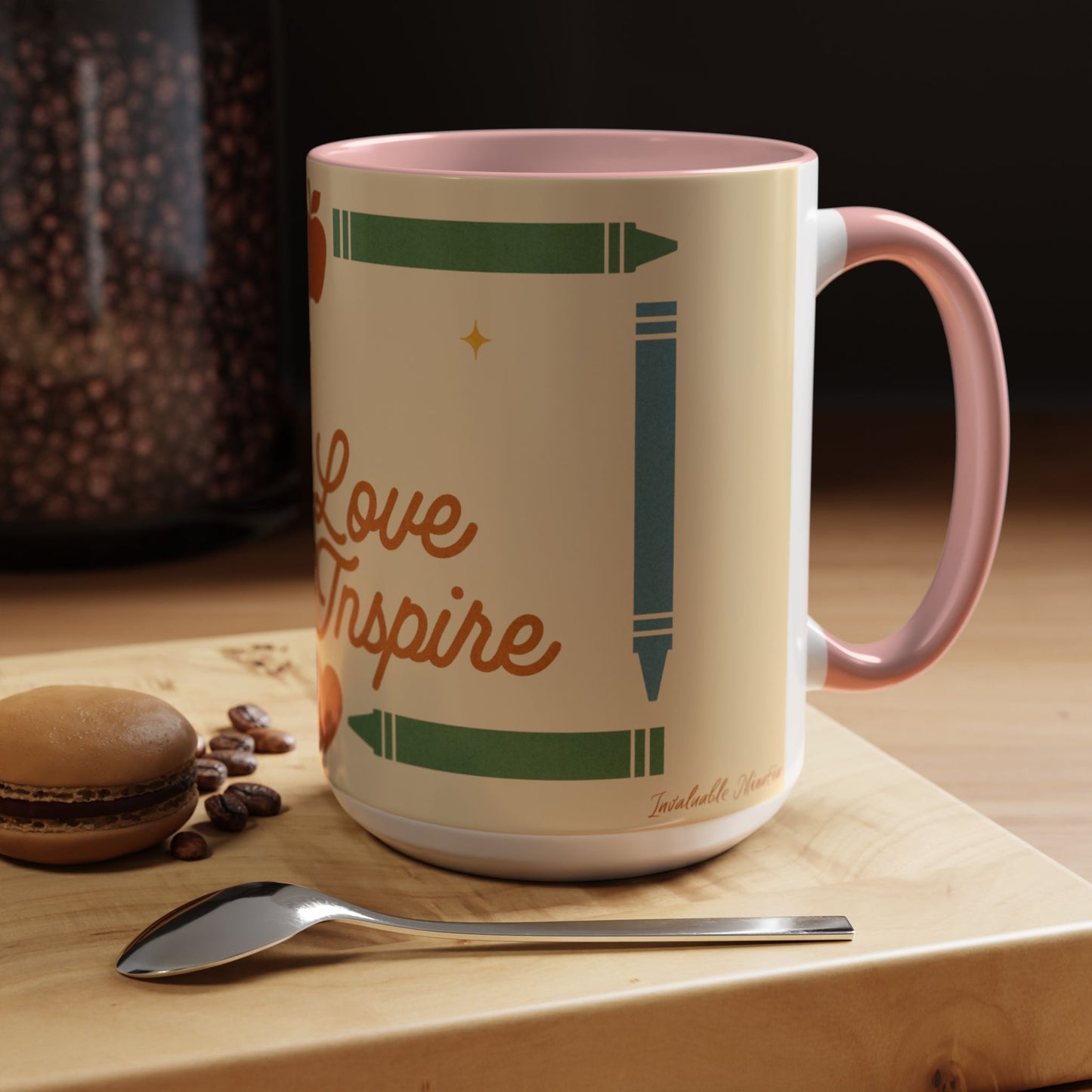 Teach Love Inspire Color Accent Mug (11oz/15oz) – Teacher Gift • Back to School • Durable Ceramic, Dishwasher & Microwave Safe