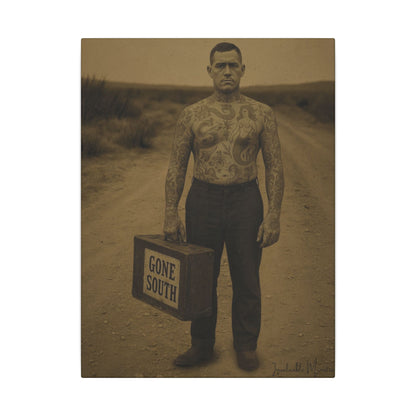 The Tattooed Man – Matte Canvas Print (Gallery-Wrapped) 0.75" – Vintage Circus-Inspired Canvas Wall Art