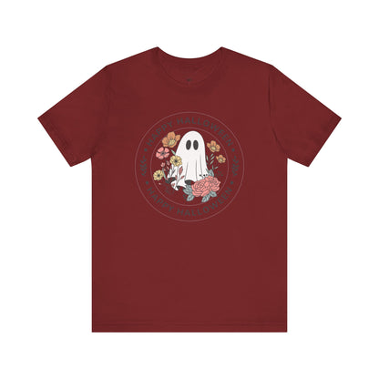 Happy Halloween Floral Ghost Tee – Bella+Canvas 3001