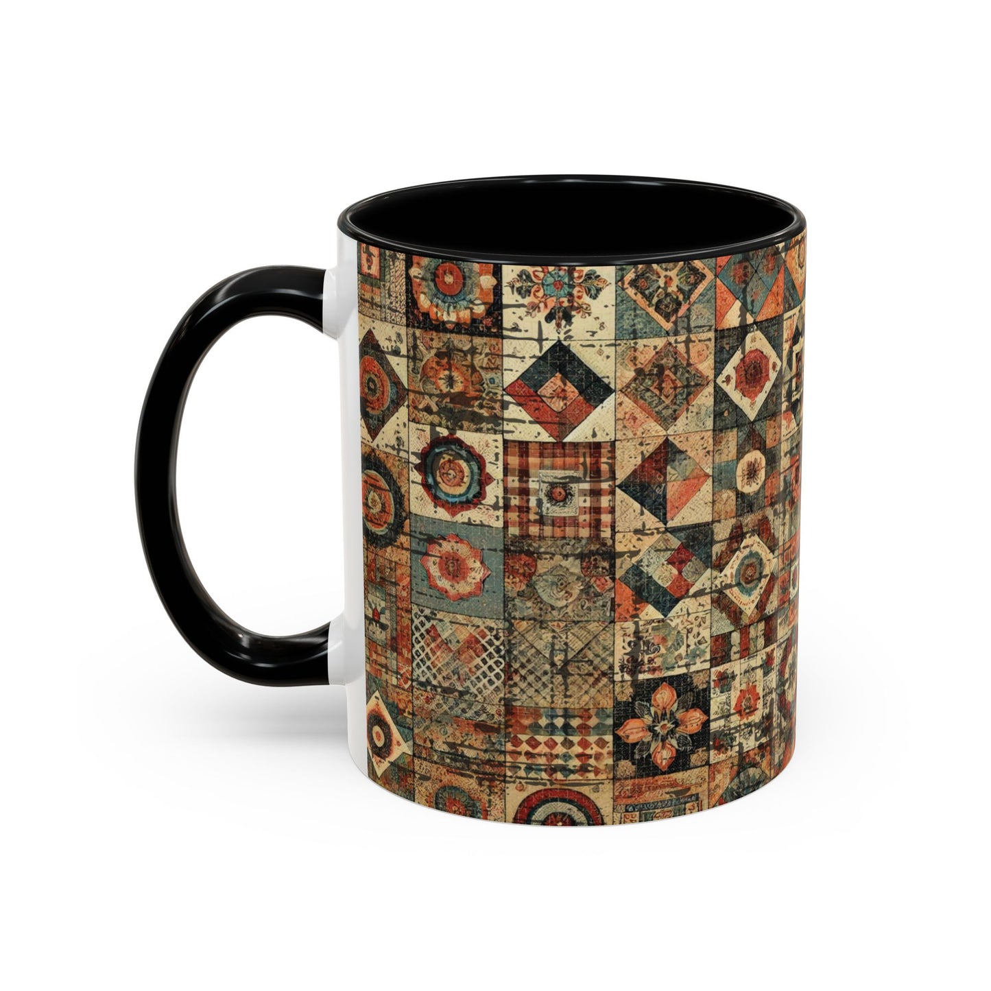 Boho Patchwork Quilt Mug | Vintage Accent Coffee Mug (11oz/15oz)