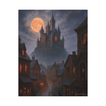 Haunted Hilltop Castle Canvas Print – Gothic Halloween Wall Art for Spooky Season Decor