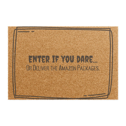 Enter If You Dare Doormat – Funny Amazon Package Delivery Welcome Mat, Gothic Halloween Porch Décor