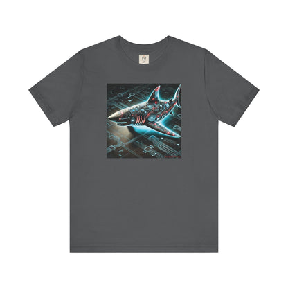 Cyber Shark Unisex Jersey Tee - Futuristic Ocean Design Tech T-Shirt