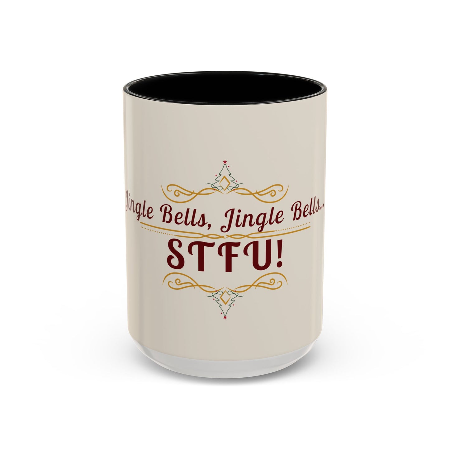 "Jingle Bells... STFU" Holiday Coffee Mug – Funny Christmas Ceramic Cup, Color Accent, Glossy & Durable