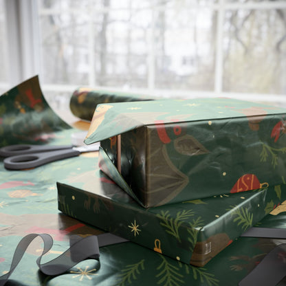 Cryptid Christmas Parade – Luxury Holiday Wrapping Paper, Folk-Art Bigfoot & Mothman Gift Wrap, 30" Roll (Matte/Gloss)