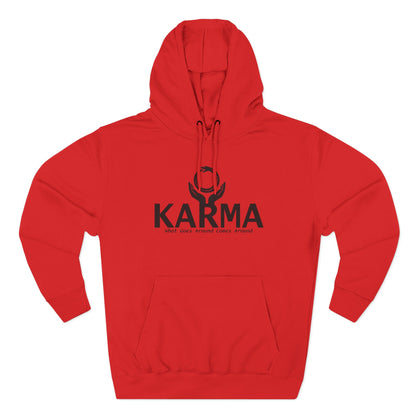 Karma Hoodie — “What Goes Around Comes Around” Minimalist Spiritual Quote Hoodie (Lane Seven Premium Fleece)