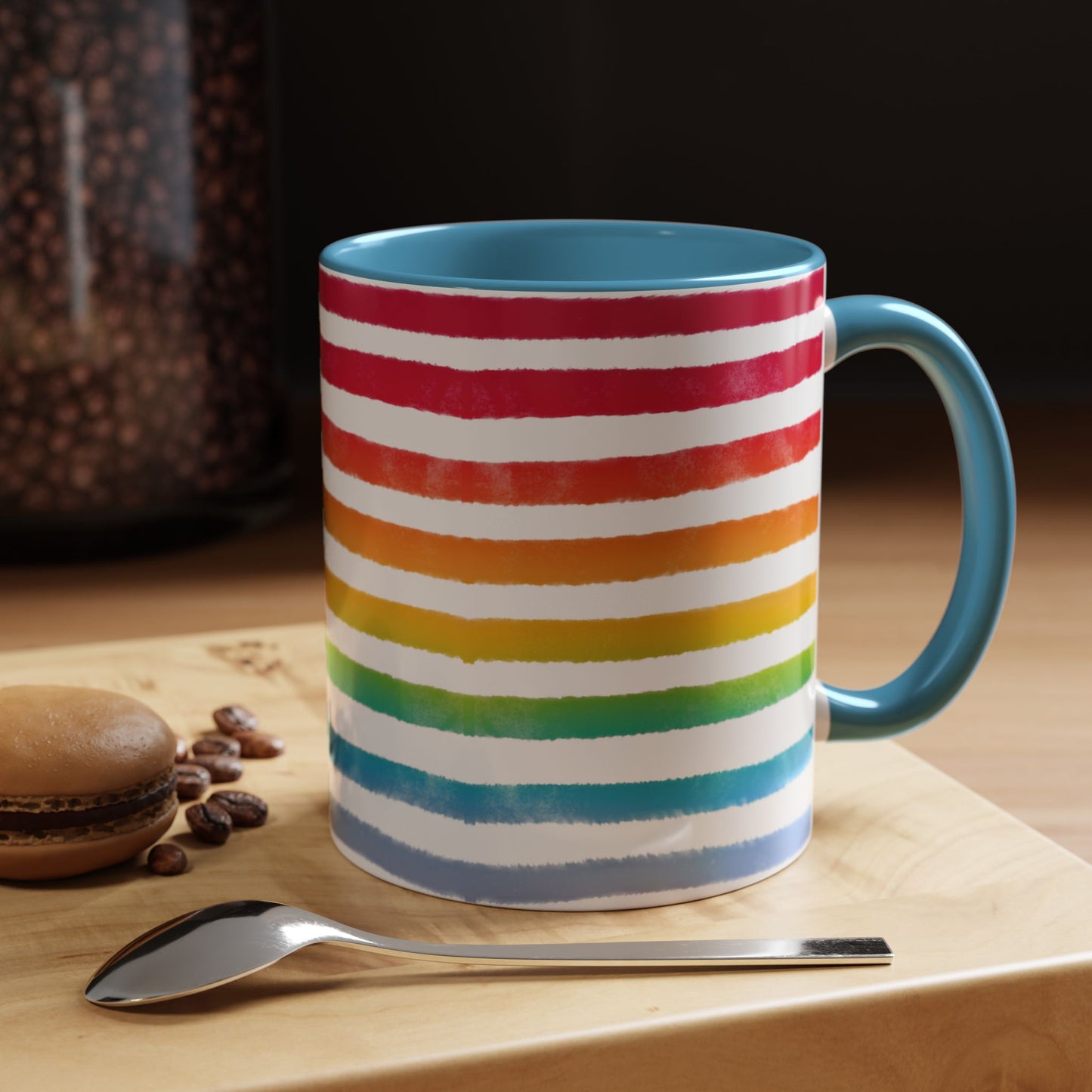 🌈 Bold Rainbow Stripes Pride Mug | 11oz/15oz | Purple Accent