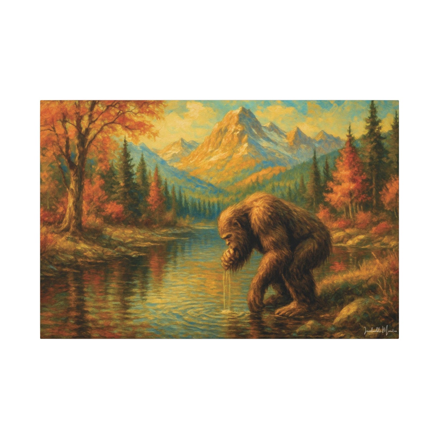 Bigfoot Lake Canvas Print – Autumn Mountain Landscape, Boutique Fine Art Style, Horizontal Nature Wall Art