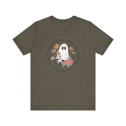 Happy Halloween Floral Ghost Tee – Bella+Canvas 3001