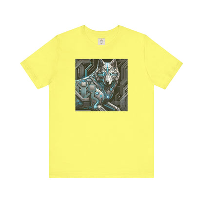 Tech Cyber Wolf Unisex Jersey Tee - Futuristic Animal Print Animal T-Shirt