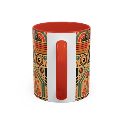 🌿 Retro Boho Accent Coffee Mug | 11oz & 15oz Ceramic Cup | Custom Colors Available