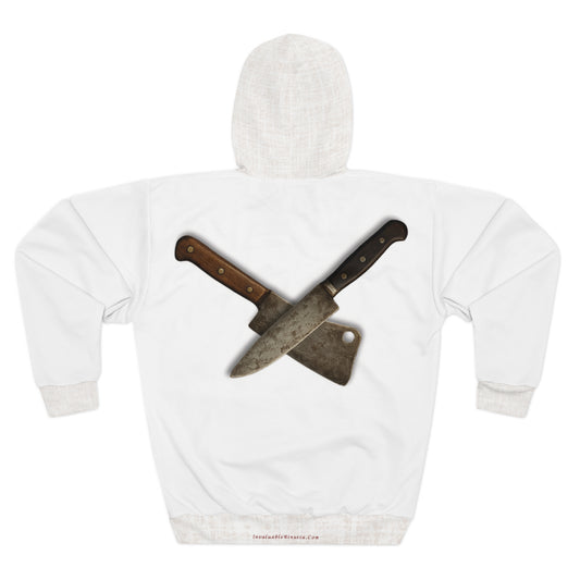 Edgy Knife Graphic Hoodie for Chefs, Culinary Enthusiasts, Halloween Costume, Cooking Gifts, Unisex Casual Wear