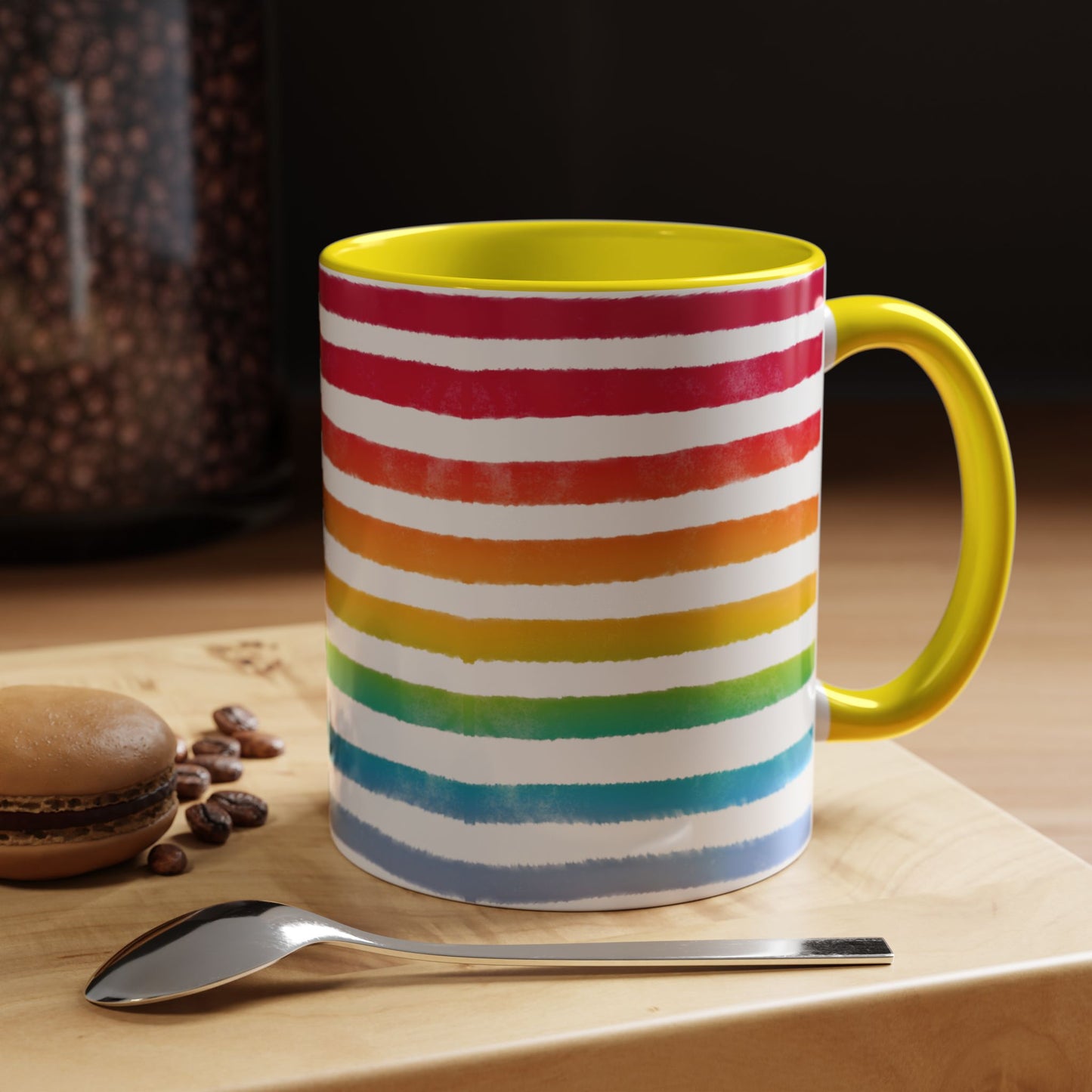 🌈 Bold Rainbow Stripes Pride Mug | 11oz/15oz | Purple Accent