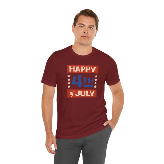 Happy 4th / Land of the Free Tee – Dual-Sided Print – Unisex Bella + Canvas Jersey T-Shirt
