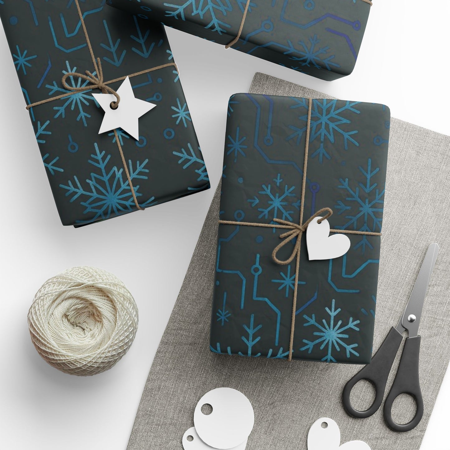 Cyber Yule Circuit – Luxury Christmas Wrapping Paper, Seamless Designer Gift Wrap, 30" Roll (Matte/Gloss)