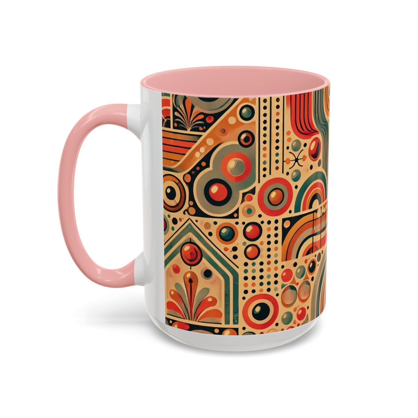 🌿 Retro Boho Accent Coffee Mug | 11oz & 15oz Ceramic Cup | Custom Colors Available