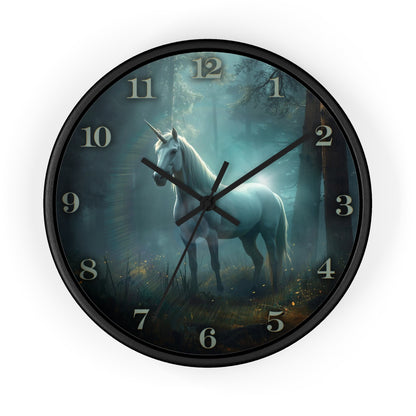 Mystical Unicorn Wall Clock – Enchanted Forest Fantasy 10" Decor