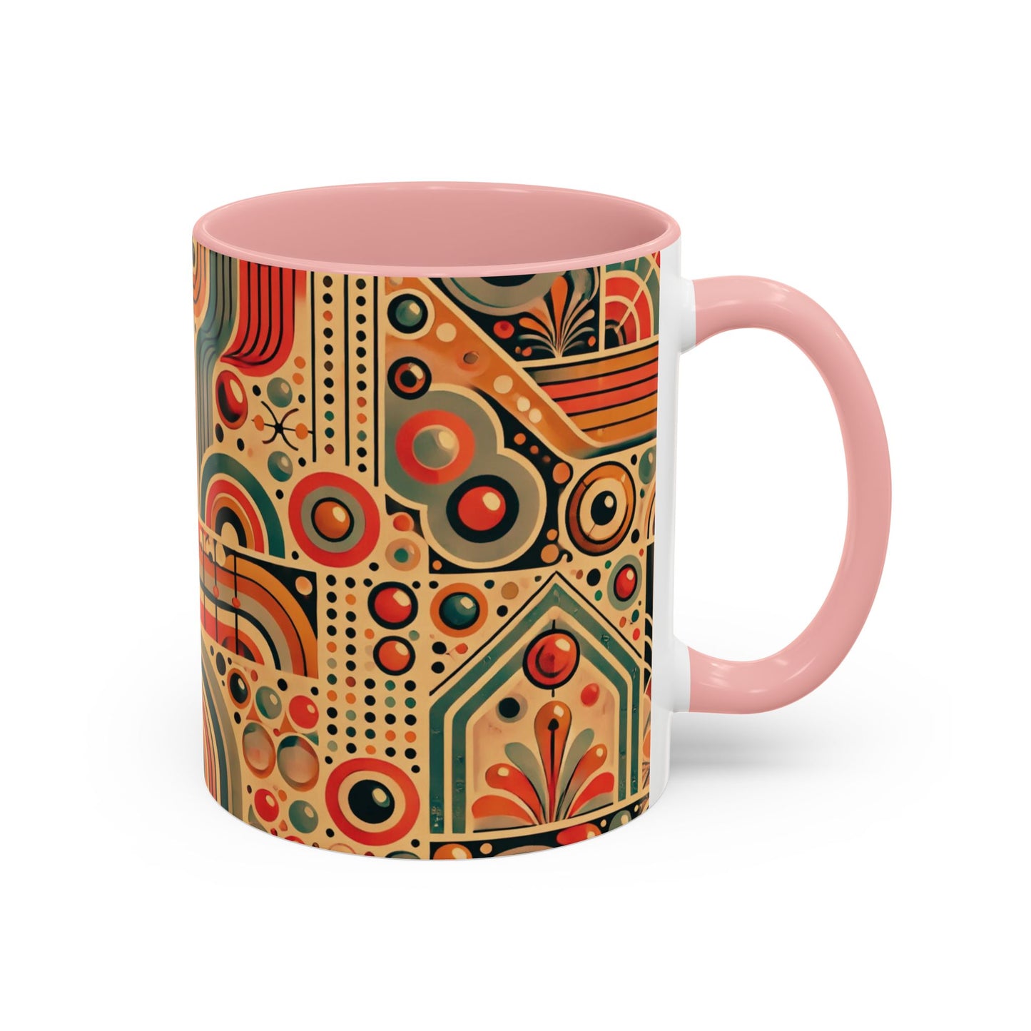 🌿 Retro Boho Accent Coffee Mug | 11oz & 15oz Ceramic Cup | Custom Colors Available