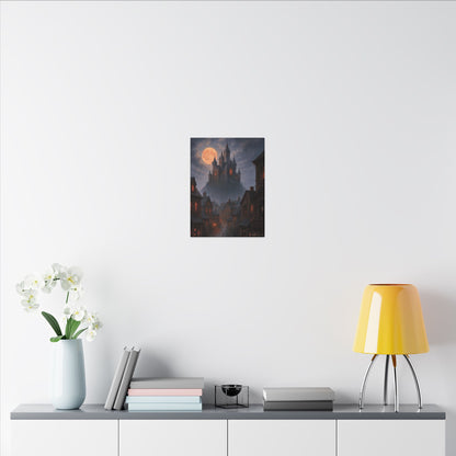 Haunted Hilltop Castle Canvas Print – Gothic Halloween Wall Art for Spooky Season Decor