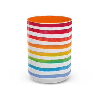 🌈 Bold Rainbow Stripes Pride Mug | 11oz/15oz | Purple Accent