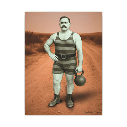 The Strongman – Matte Canvas Print (Gallery-Wrapped) 0.75" – Vintage Circus-Inspired Canvas Wall Art