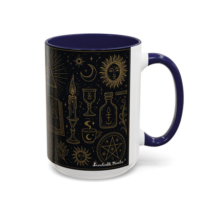 Witchy Aesthetic Coffee Mug – 15oz Black & Purple Ceramic with Occult Symbols – Goth Kitchen Decor, Halloween Gift Idea - 11oz/15oz