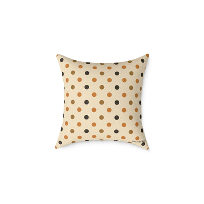 Boutique Halloween Throw Pillow – Crow & Pumpkin Pattern (Reversible Dot Back, Colorway™ Poly Canvas)