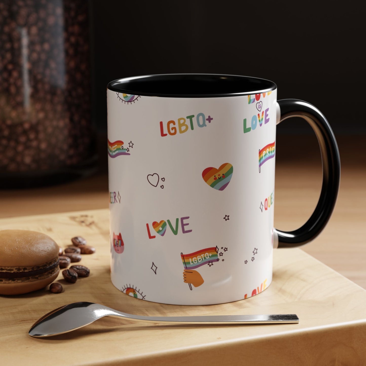 Minimalist Pride Accent Mug | LGBTQ+ Love Ceramic Cup | 11oz & 15oz