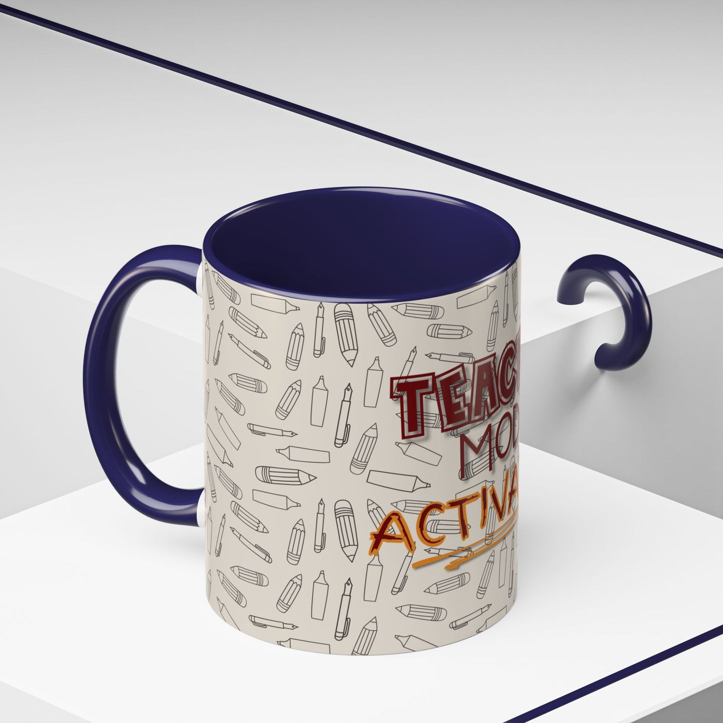 Funny Teacher Coffee Mug – Back to School Gift – “Teacher Mode Activated” – Color Accent 11oz 15oz – Classroom Decor – Durable Ceramic – Education Life