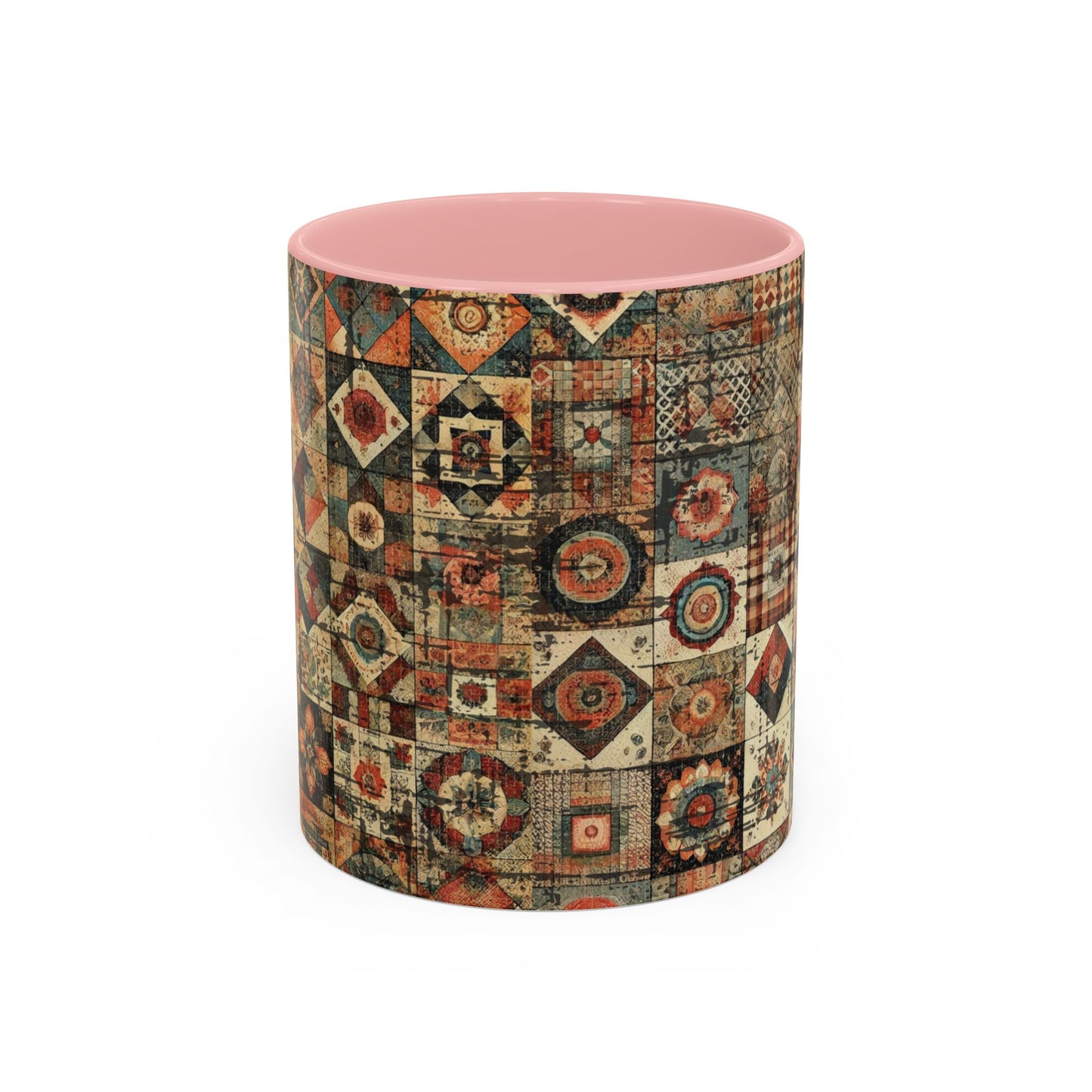 Boho Patchwork Quilt Mug | Vintage Accent Coffee Mug (11oz/15oz)