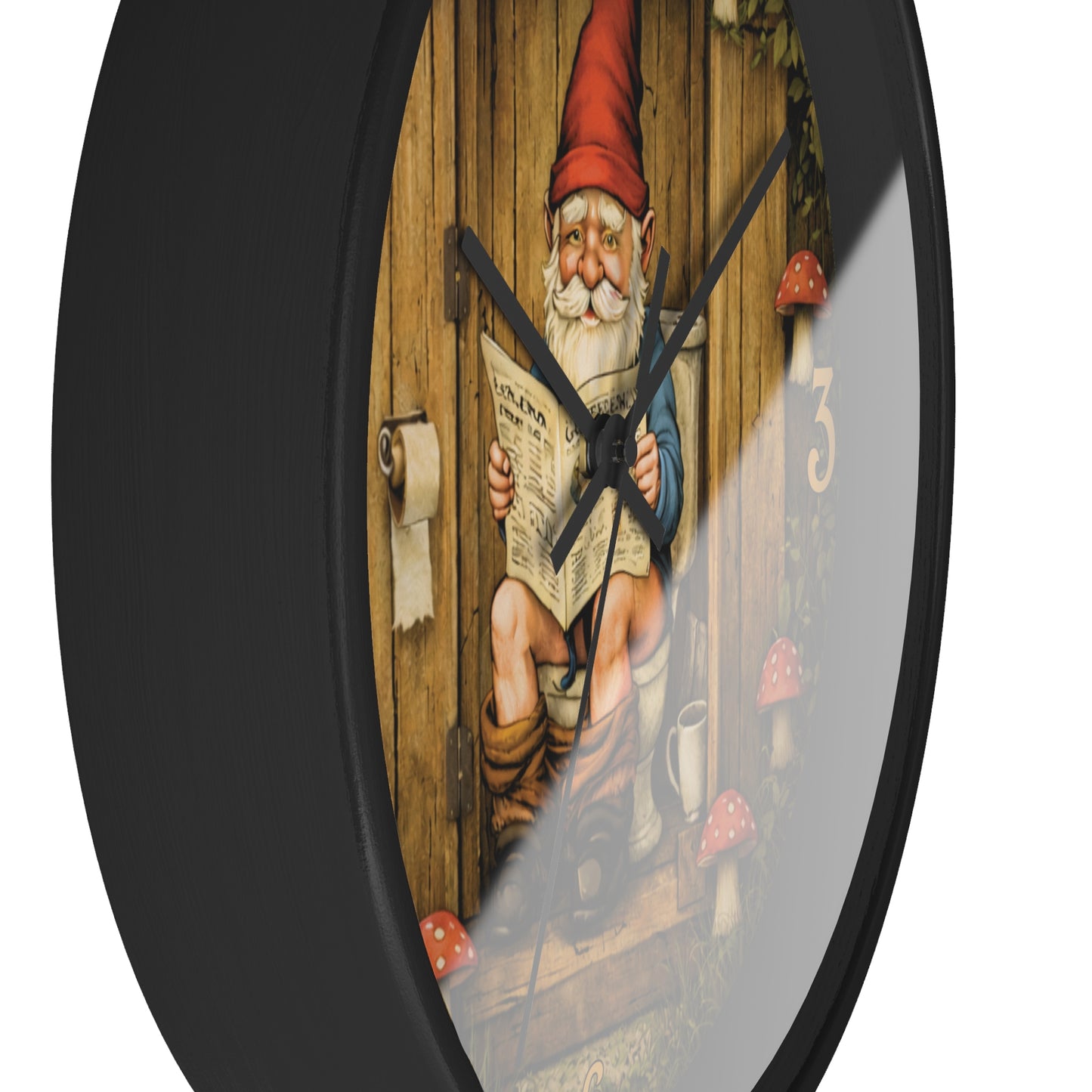 Funny Gnome Toilet Wall Clock – “Occupied” Bathroom Decor 10"