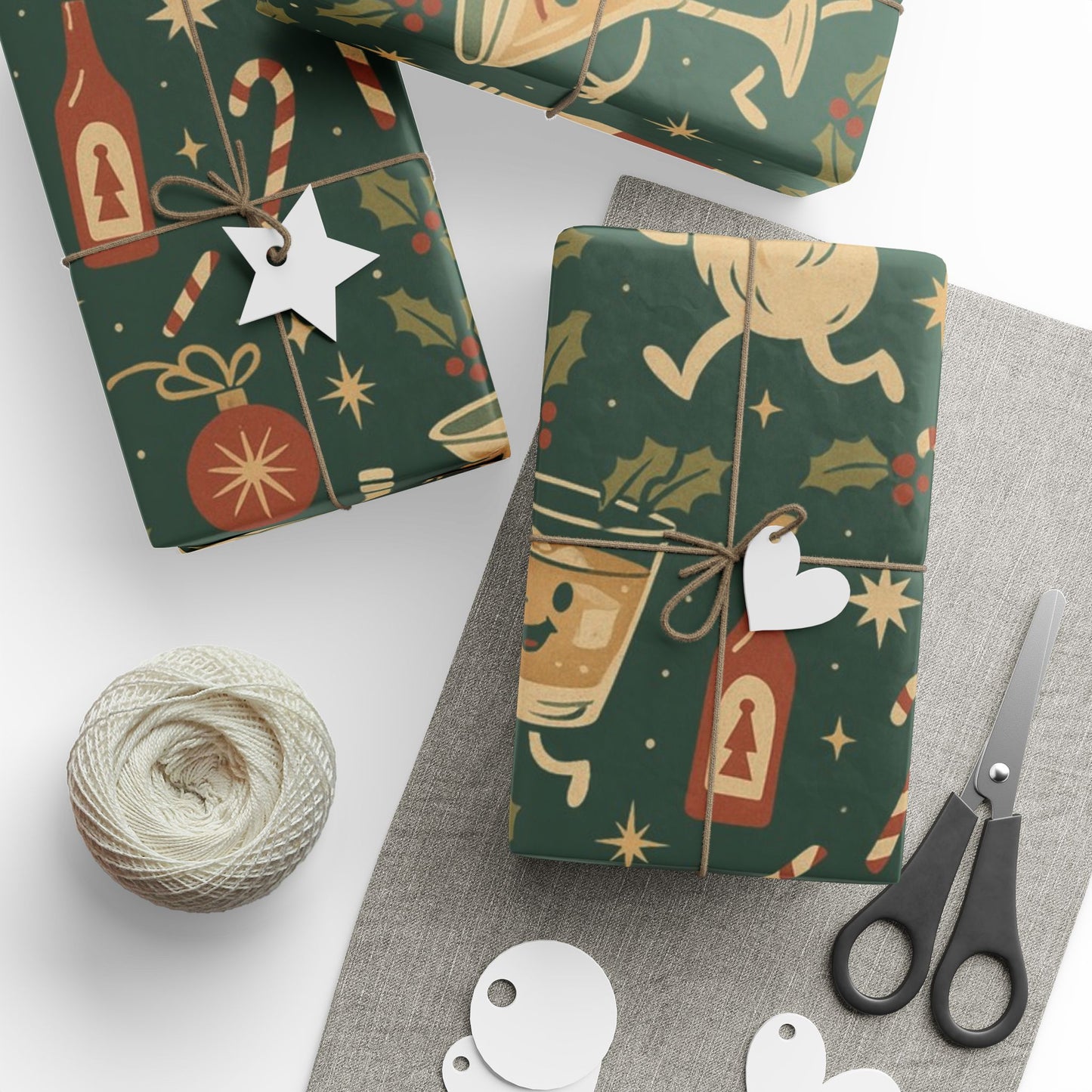 Vintage Holiday Drinks – Luxury Wrapping Paper, Retro Bar-Cart Gift Wrap, 30" Roll (Matte/Gloss)