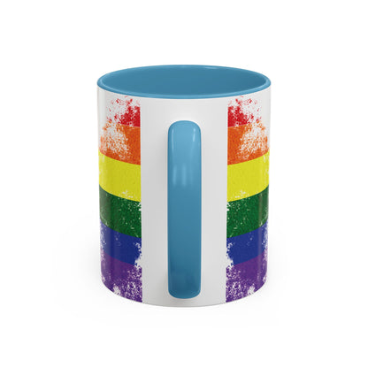Handprint Heart Pride Mug | Rainbow Splash Ceramic Cup | 11oz & 15oz