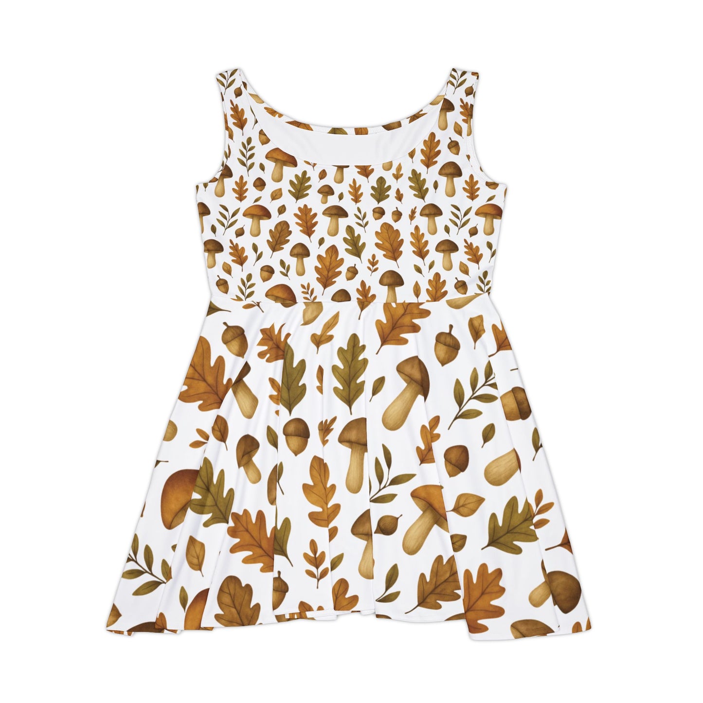 Autumn Botanica AOP Skater Dress – Mushrooms, Leaves & Acorns | Invaluable Minutia