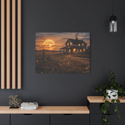 Moonlit Country House Landscape Matte Canvas Print 1.25"