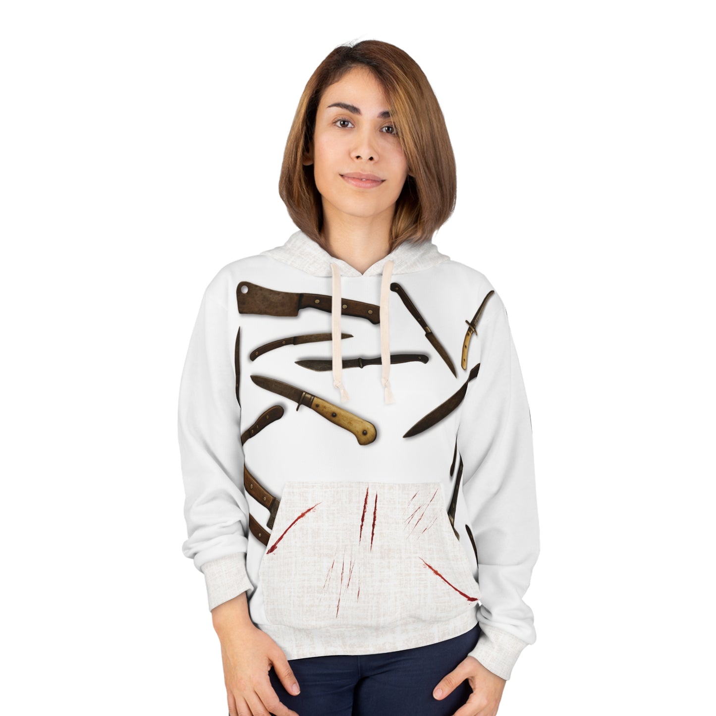 Edgy Knife Graphic Hoodie for Chefs, Culinary Enthusiasts, Halloween Costume, Cooking Gifts, Unisex Casual Wear