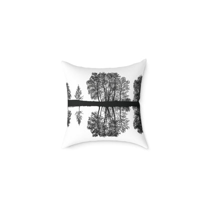 Reflection Forest Silhouette Tree Throw Pillow – Photo Silhouette Landscape Accent for Liminal Souls - Canvas Throw Pillow