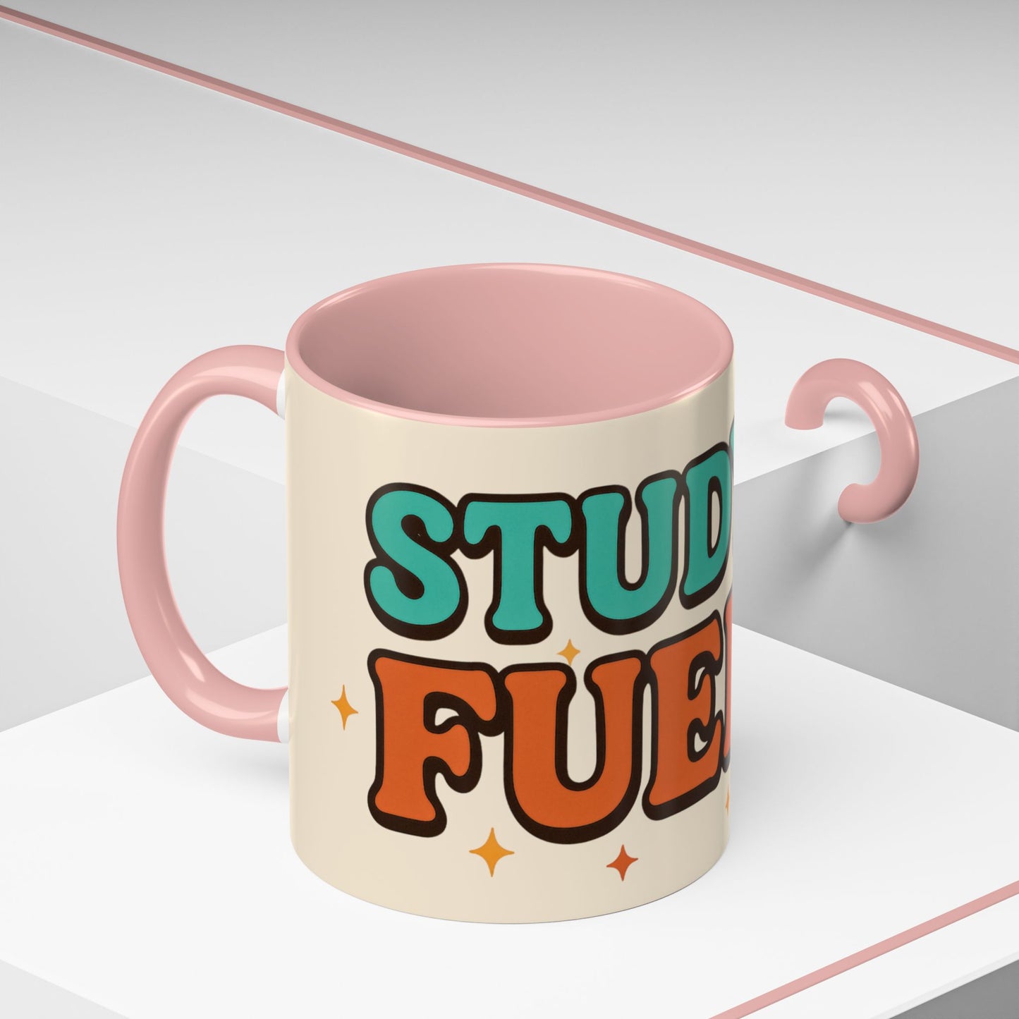 Study Fuel Color Accent Mug (11oz/15oz) – Retro Teacher/Student Coffee Cup • Back to School • Durable Ceramic