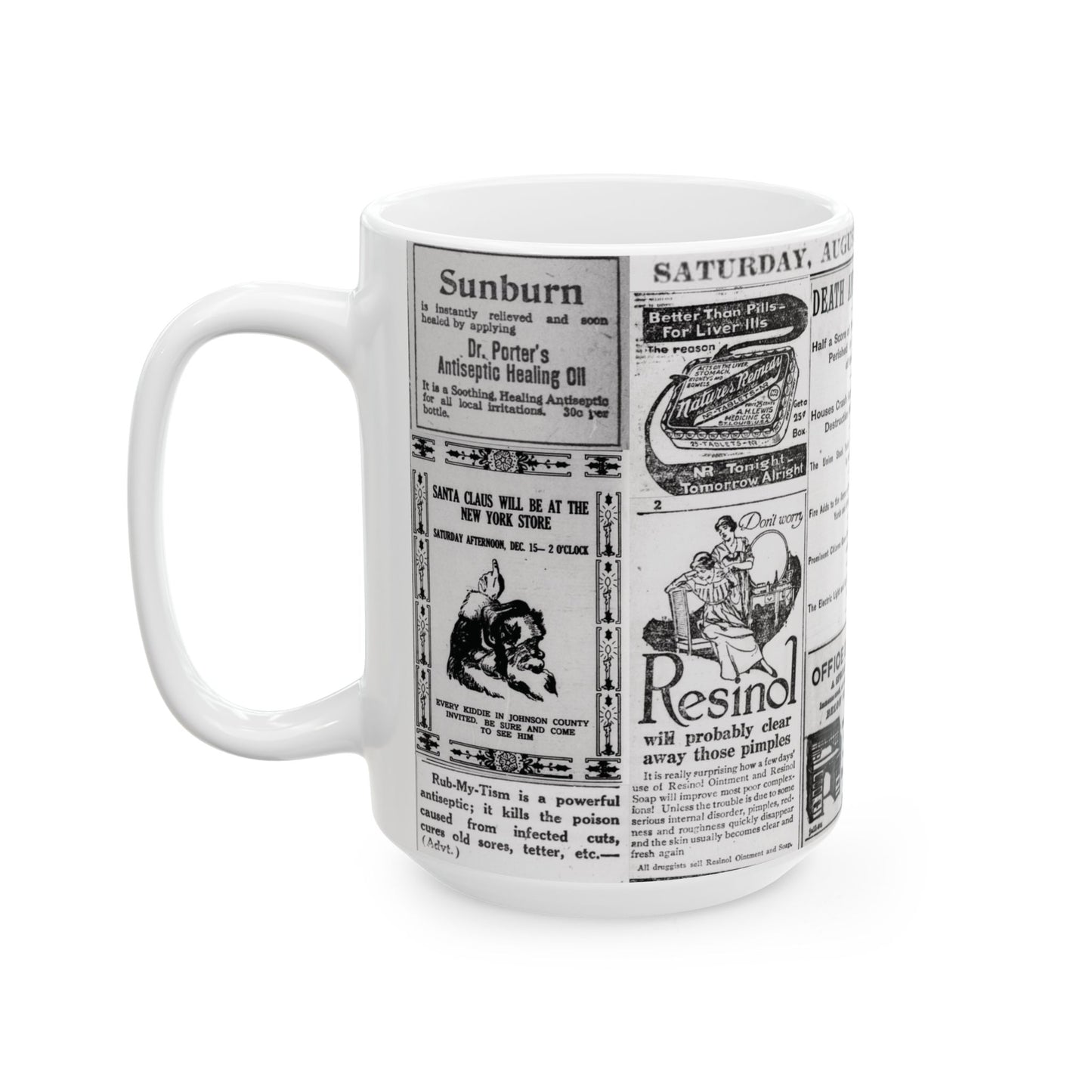 Occult Americana Coffee Tea Mug | 1800s Early 1900s Vintage Newspaper Ad Collage Ceramic Mug 2 - 11oz and 15oz