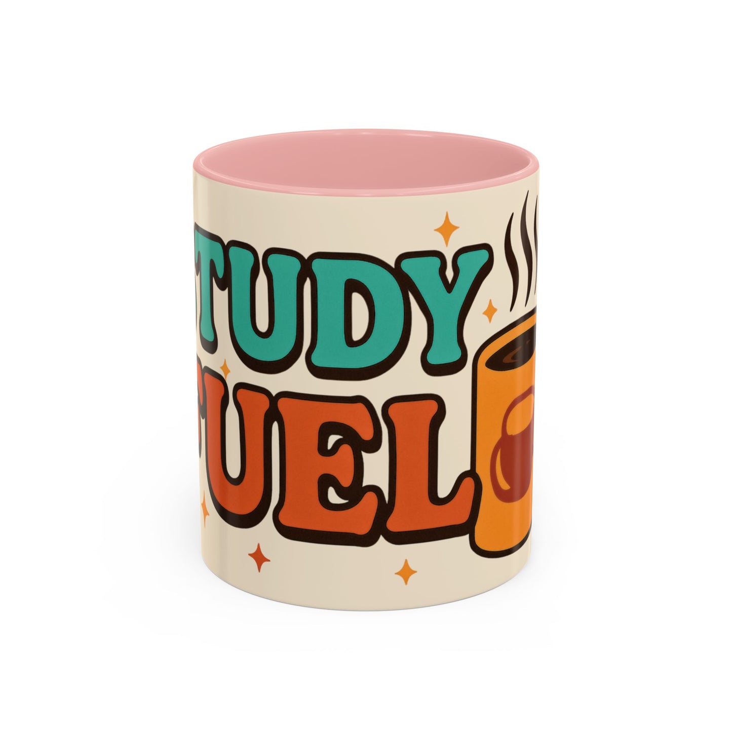 Study Fuel Color Accent Mug (11oz/15oz) – Retro Teacher/Student Coffee Cup • Back to School • Durable Ceramic
