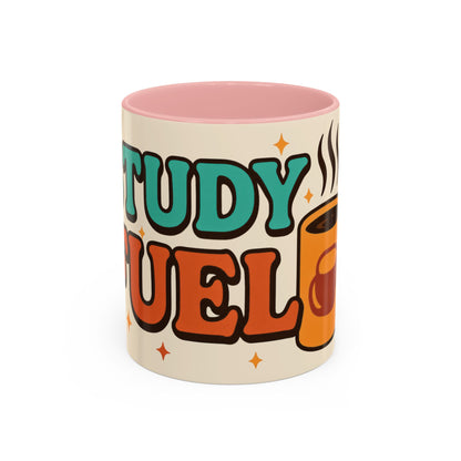 Study Fuel Color Accent Mug (11oz/15oz) – Retro Teacher/Student Coffee Cup • Back to School • Durable Ceramic