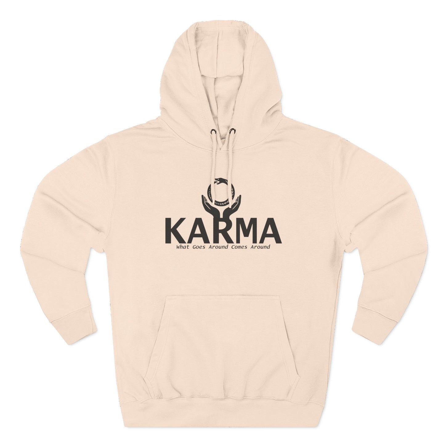 Karma Hoodie — “What Goes Around Comes Around” Minimalist Spiritual Quote Hoodie (Lane Seven Premium Fleece)