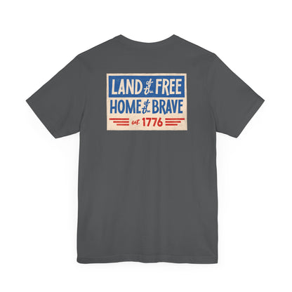 Happy 4th / Land of the Free Tee – Dual-Sided Print – Unisex Bella + Canvas Jersey T-Shirt