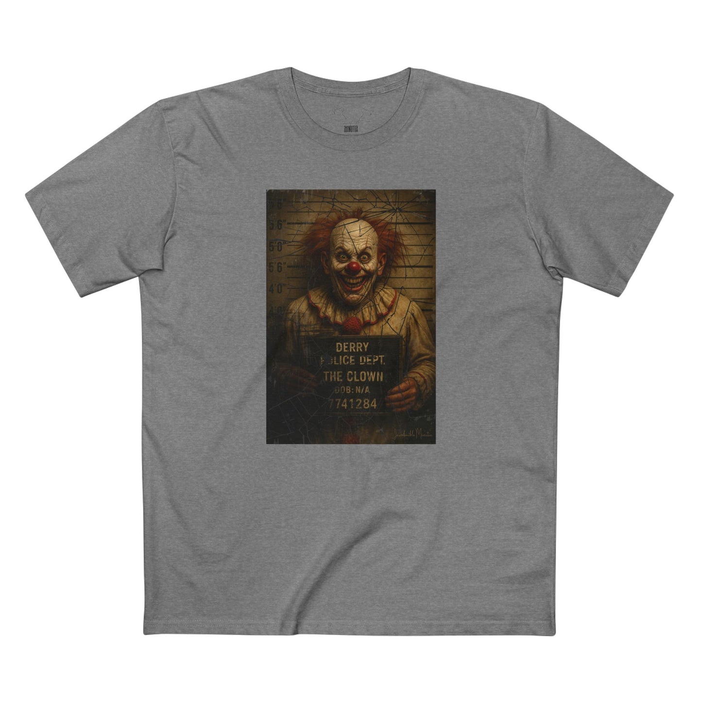 Creepy Clown Mugshot T-Shirt – Premium AS Colour 5001 Horror Tee